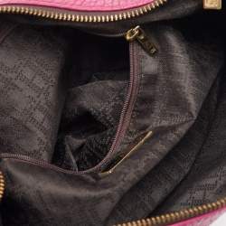 CH Carolina Herrera Pink Grained Leather Zip Hobo