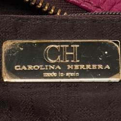 CH Carolina Herrera Pink Grained Leather Zip Hobo