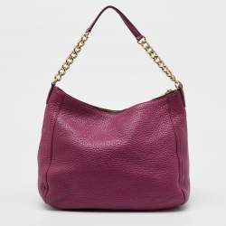 CH Carolina Herrera Pink Grained Leather Zip Hobo