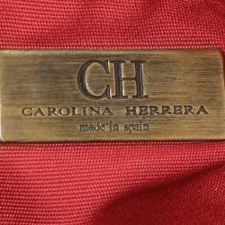 CH Carolina Herrera Red/Gold Monogram Leather Chain Tote