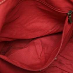 CH Carolina Herrera Red/Gold Monogram Leather Chain Tote