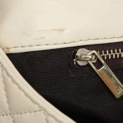 CH Carolina Herrera Cream Quilted Leather Flap Crossbody Bag