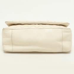 CH Carolina Herrera Cream Quilted Leather Flap Crossbody Bag