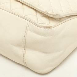 CH Carolina Herrera Cream Quilted Leather Flap Crossbody Bag