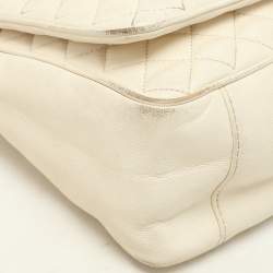 CH Carolina Herrera Cream Quilted Leather Flap Crossbody Bag