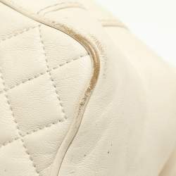 CH Carolina Herrera Cream Quilted Leather Flap Crossbody Bag