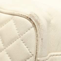 CH Carolina Herrera Cream Quilted Leather Flap Crossbody Bag