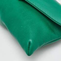 CH Carolina Herrera Green Leather Envelope Flap Crossbody Bag