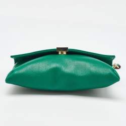 CH Carolina Herrera Green Leather Envelope Flap Crossbody Bag