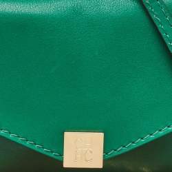 CH Carolina Herrera Green Leather Envelope Flap Crossbody Bag