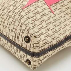 CH Carolina Herrera Tricolor Monogram Canvas and Leather Shopper Tote