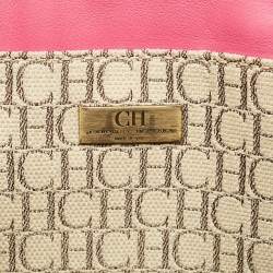 CH Carolina Herrera Tricolor Monogram Canvas and Leather Shopper Tote