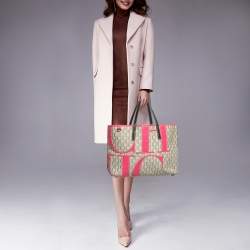 CH Carolina Herrera Tricolor Monogram Canvas and Leather Shopper Tote