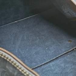 CH Carolina Herrera Navy Blue Monogram Embossed Leather Large Andy Boston Bag
