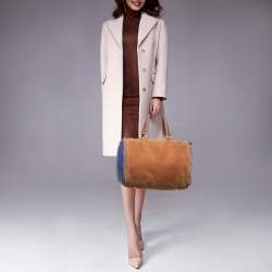 CH Carolina Herrera Brown/Blue Nubuck and Leather Andy Boston Bag