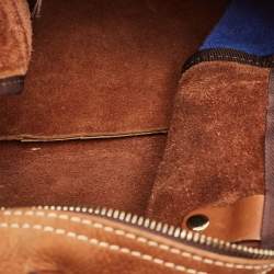 CH Carolina Herrera Brown/Blue Nubuck and Leather Andy Boston Bag