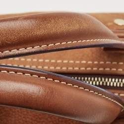 CH Carolina Herrera Brown/Blue Nubuck and Leather Andy Boston Bag