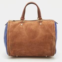 CH Carolina Herrera Brown/Blue Nubuck and Leather Andy Boston Bag