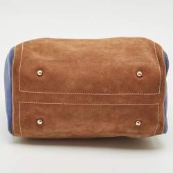 CH Carolina Herrera Brown/Blue Nubuck and Leather Andy Boston Bag