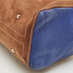 CH Carolina Herrera Brown/Blue Nubuck and Leather Andy Boston Bag