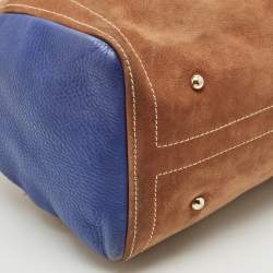 CH Carolina Herrera Brown/Blue Nubuck and Leather Andy Boston Bag
