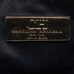 CH Carolina Herrera Burgundy/Brown Monogram Canvas and Leather Scarf Flat Pouch