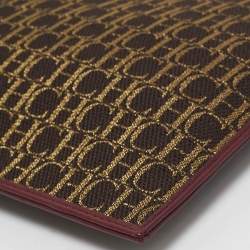 CH Carolina Herrera Burgundy/Brown Monogram Canvas and Leather Scarf Flat Pouch