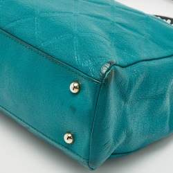 Pre Owned حقيبة يد توتس سي أتش كارولينا هيريرا سلسلة جلد منقوش مبطن أخضر