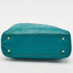 Pre Owned حقيبة يد توتس سي أتش كارولينا هيريرا سلسلة جلد منقوش مبطن أخضر