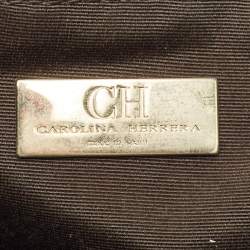 Pre Owned حقيبة يد توتس سي أتش كارولينا هيريرا سلسلة جلد منقوش مبطن أخضر