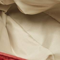 CH Carolina Herrera Red Monogram Leather Double Flap Shoulder Bag