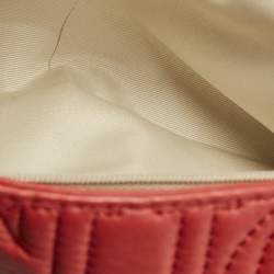 CH Carolina Herrera Red Monogram Leather Double Flap Shoulder Bag