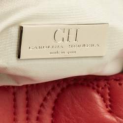 CH Carolina Herrera Red Monogram Leather Double Flap Shoulder Bag
