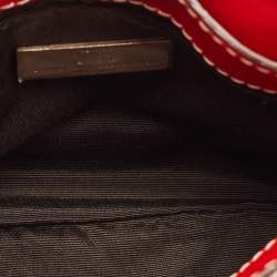 CH Carolina Herrera Red Leather Double Flap Chain Shoulder Bag  