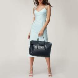 CH Carolina Herrera Blue Leather Tempo Collection Adagio Tote