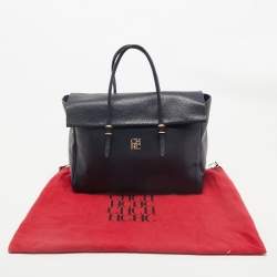 CH Carolina Herrera Blue Leather Tempo Collection Adagio Tote