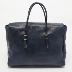 CH Carolina Herrera Blue Leather Tempo Collection Adagio Tote