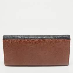 CH Carolina Herrera Black/Brown Leather Long Trifold Wallet