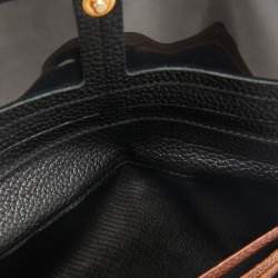 CH Carolina Herrera Black/Brown Leather Long Trifold Wallet