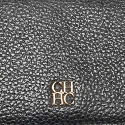 CH Carolina Herrera Black/Brown Leather Long Trifold Wallet