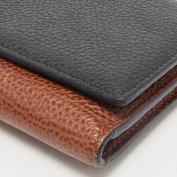 CH Carolina Herrera Black/Brown Leather Long Trifold Wallet