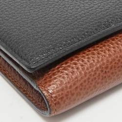 CH Carolina Herrera Black/Brown Leather Long Trifold Wallet