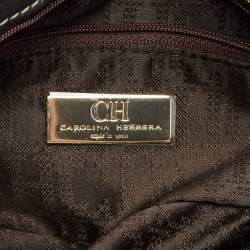 CH Carolina Herrera Metallic Grey Quilted Embossed Leather Flap Clutch