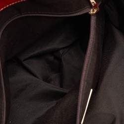 CH Carolina Herrera Red Monogram Embossed Leather Large Matteo Tote