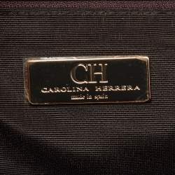 CH Carolina Herrera Red Monogram Embossed Leather Large Matteo Tote