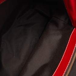 CH Carolina Herrera Red Monogram Embossed Leather Large Matteo Tote