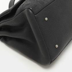 CH Carolina Herrera Black Monogram Leather Mini Baret Top Handle Bag