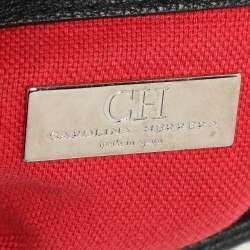 CH Carolina Herrera Black Monogram Leather Mini Baret Top Handle Bag