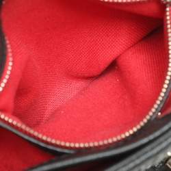 CH Carolina Herrera Black Monogram Leather Mini Baret Top Handle Bag