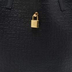 CH Carolina Herrera Black Monogram Leather Matryoshka Padlock Tote